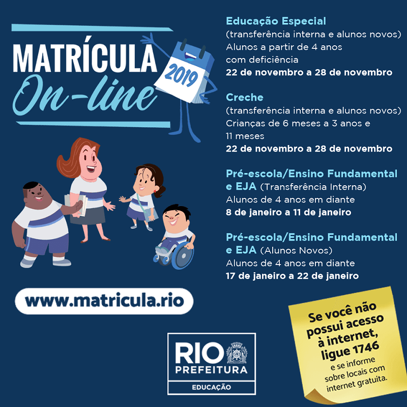 Calendário da Matrícula Rio